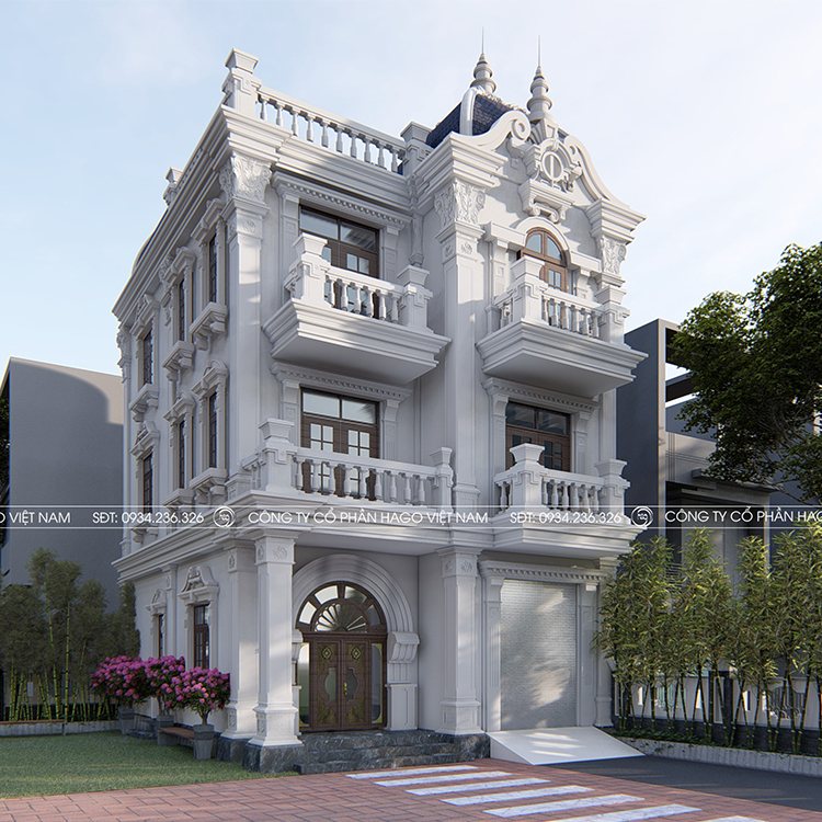 Thiết kế biệt thự lâu đài kiểu Pháp 14x18m tại Hà Nội